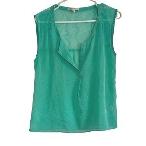American Eagle Outfitters 🦅 Sheer Turquoise Sleeveless Top Blouse Size Small